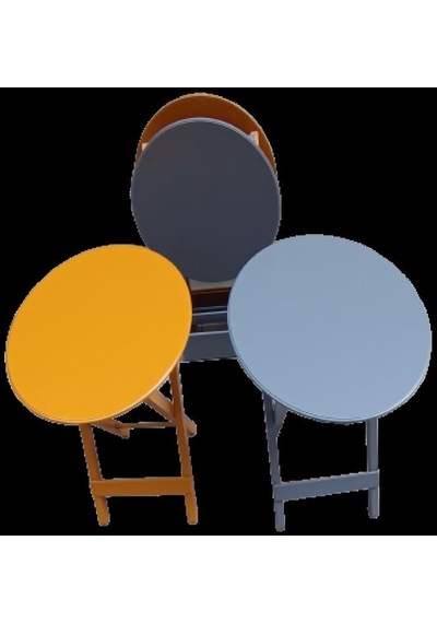 1448bng90127çanta Zigon Sehpa Oval Model Dörtlü Ahşap Mdf Hardal Ve Gri Renk Uyumu El Yapımı