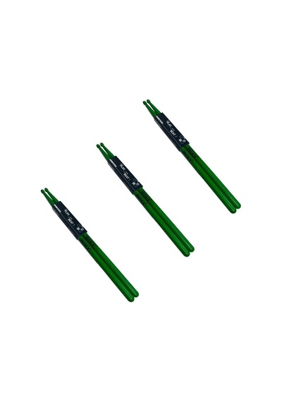 Midex Gfk-801gr-3x 5a Bateri Baget Kırılmaz Polyemid Yeşil Renk Davul Bageti 5a Drumsticks 6 Adet 3 Çift