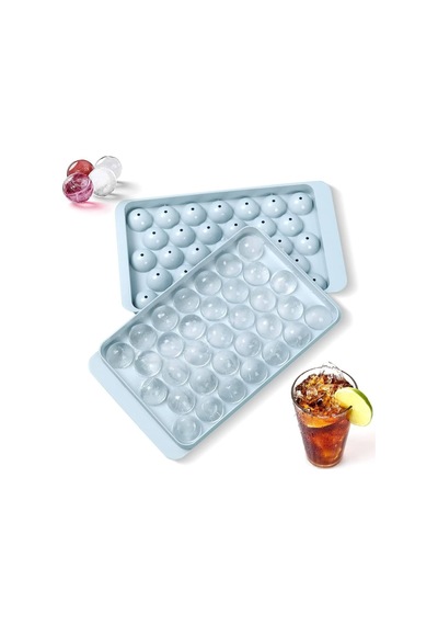 2 Adet Yuvarlak Buz Küpü Yapma Tepsisi Buz Kalıbı 33 Bölmeli Küre Top Buz Kalıbı 20x12 Cm Plastik Ma Diğer