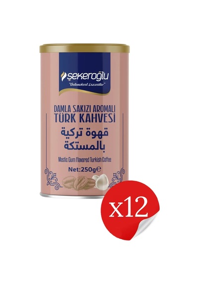 Şekeroğlu Damla Sakızlı Türk Kahvesi 250 Gr Özel Silindir Kutu 12 Adet Geleneksel