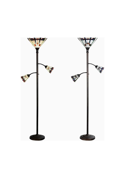Home London Breeze L30812 El Yapımı Tiffany Vitray 3 Işıklı Ayaklı Lambader 178 Cm White Diğer