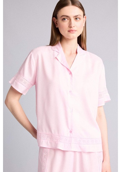 Defacto Regular Fıt Pijama Yaka Dokuma Pijama Üst G8217ax26smpn648 Pembe-pn648