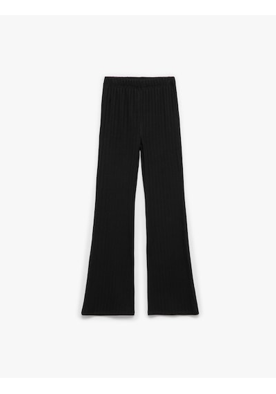 Koton Viskon Karışımlı Beli Lastikli İspanyol Paça Pantolon Siyah 6wkg40076ak Siyah