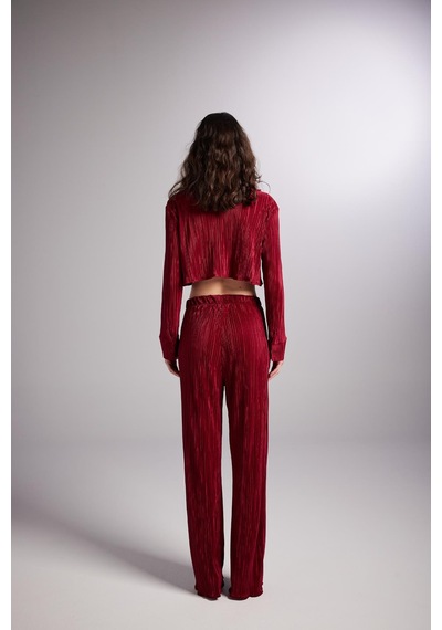 Holly Lolly Crop Model Düğme Kapamalı Comfy Crop Gömlek Bordo