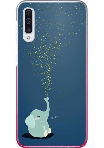 Samsung Galaxy A50 Uyumlu Uyuyan Fil Baskılı Silikon Kılıf Renkli