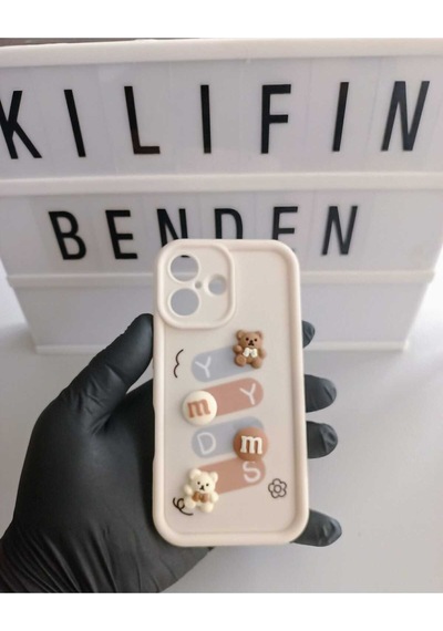 Apple Uyumlu iPhone 16 Ayıcık Kılıf Modeli Beyaz 2