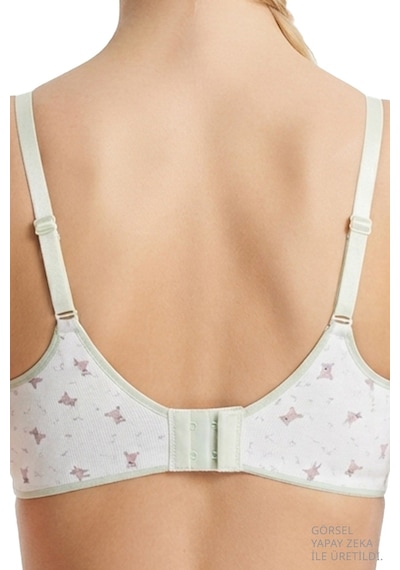 Cottonill Seamless Bra - Mireva Lazer Kesim Rib Dokulu Ayıcık Desenli Balensiz Kadın Sütyen 3'lü Paket Çok Renkli