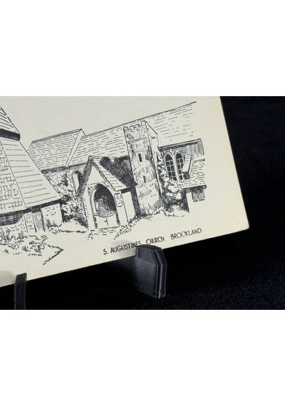 İngiltere Vintage Kartpostal Brookland, Kent, St. Augustine's Church / Kilisesi Aw Hodge Illustration Postcard, Dini Temalı  Teşhir Ürün