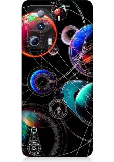 Xiaomi Mi 13 Lite Uyumlu Sci Fi Gezegenler Ve Vektörler Desenli Silikon Kılıf