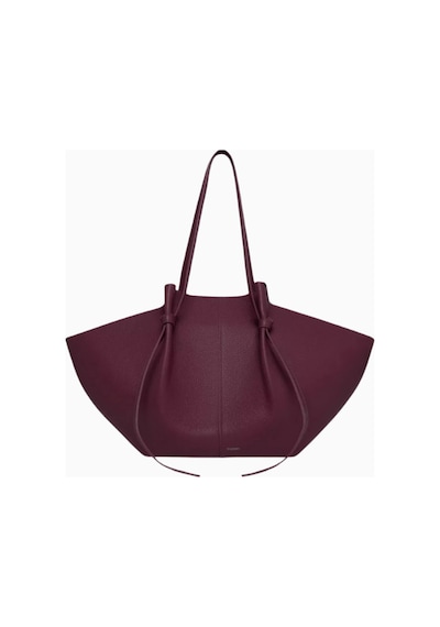 Yuzefi Small Mochi Bordo, Grained Deri Lüks Tote Ve Ayarlanabilir Omuz Çantası