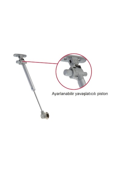Frenli Yavaş Kapanan Gazlı Amortisör Piston 100 N Gri 27 cm