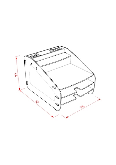 Design Otto Fx Medium Modest 6 Renk Evrak Rafı Masaüstü Organizer Siyah
