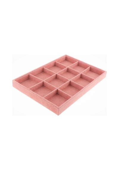 Yerli Süet Pembe 12 Bölmeli Takı Servis Tablası Aydındecor Çok Renkli
