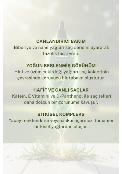 Fortigrow Dökülme Karşıtı & Canlandırıcı 100 Ml - Biberiye & Kafein Saç Bakım Yağı