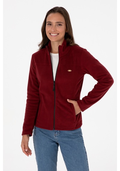 U.S. Polo Assn. Kadın Bordo Fermuarlı Dik Yaka Polar Sweatshirt 50316729-VR014