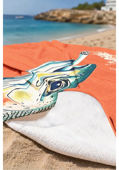 Balık Figürlü Turuncu Plaj Havlusu - Marine Modern Illustration Hızlı Kuruyan Mikrofiber Havlu Örtü Yumuşak Esinti Balık Figürlü Turuncu Plaj Havlusu - Marine Modern Illustration Hızlı Kuruyan Mikrofiber Havlu Örtü Yumuşak Esinti
