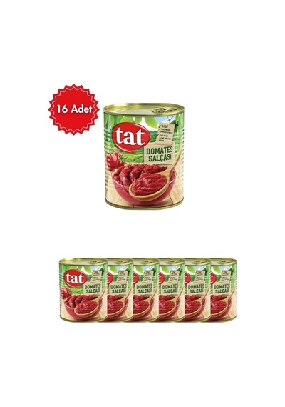 Tat Domates Salçası Teneke 830 Gr X 16 Adet - Yoğun Kıvamlı Ve Yemeklere Lezzet Katıyor