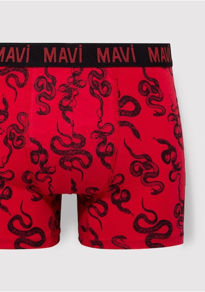 Mavi - Yılan Baskılı Kırmızı Boxer 0911056-82677 Kırmızı