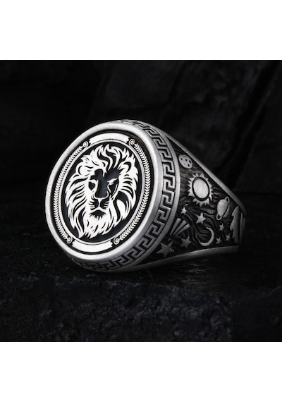 Fkgümüş 925 Ayar Gümüş Aslan Motifli Erkek Yüzük Silver