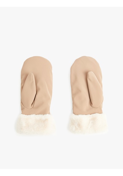 Koton Faux Fur Detail Gloves Deve Tüyü 6wak50115aa Taba