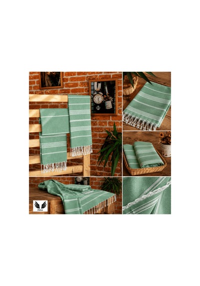 Pega Sultan Peştamal %100 Koton Benetton Yeşili Plaj Havlusu 90 x 170 CM