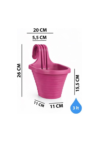 Omnipazar So-tom3 Tombik Askılı Balkon Saksı 3 Litre No: 3 Vişne 102