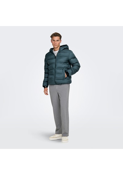 Only & Sons Only&sons Union Seamless Life Puffer Erkek Gri Kapüşonlu Mont Gri
