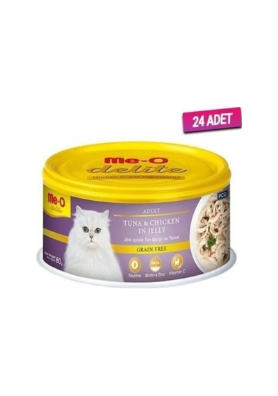 Me-O Delite Ton Balık ve Tavuklu Tahılsız Yetişkin Kedi Konservesi 24 x 80 G