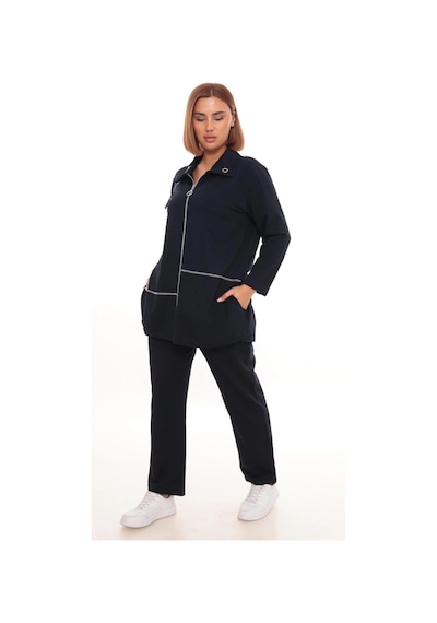 Lady Majestic Büyük Beden Hırka Sweatshirt & Pantolon İkili Takım Kadın Lacivert