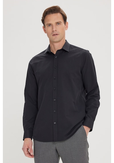 AC&Co / Altınyıldız Classics Erkek Sıyah Slim Fit Dar Kesim Klasik Yaka Pamuklu Armürlü Gömlek Siyah AC&Co / Altınyıldız Classics Erkek Sıyah Slim Fit Dar Kesim Klasik Yaka Pamuklu Armürlü Gömlek Siyah