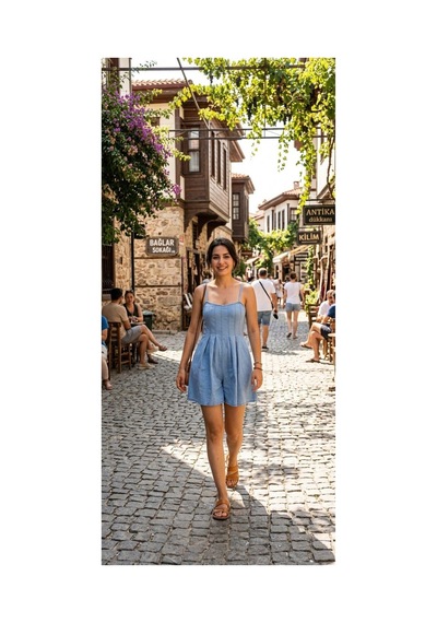 Zdnjeans Açık Mavi Denim Askılı Şort Tulum Buz Mavi
