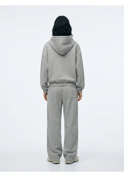 LTB Relaxed Fit Fermuarlı Kapüşonlu Gri Sweatshırt