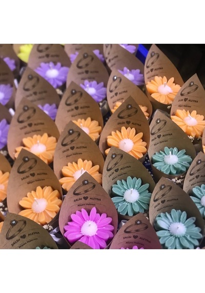 Bernami Mum Pinterest 15 Adet Kişiye Özel Rengarenk Taşlı Papatya Buket Mum, Doğumgünü, Hediyelik, Sünnet Diğer