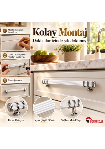 Haskan Kemer Kulp Krom/beyaz 128 Mm Krom - Beyaz