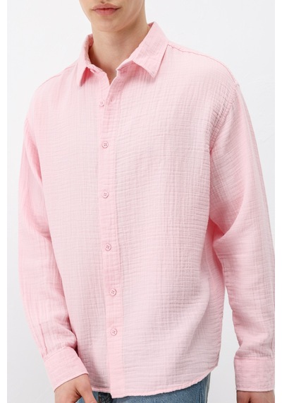 Vamos Müslin Kumaş Oversize Gömlek Pembe