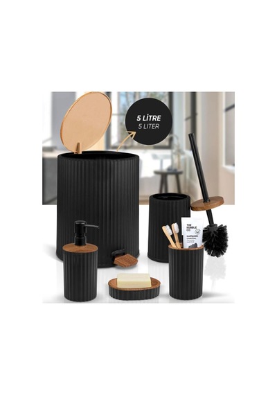 6450-3s Kovalı 5 Lı Banyo Set Sıyah Diğer