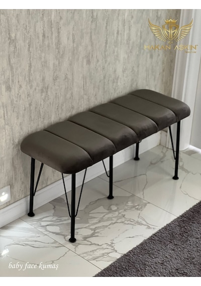 By Hakan Aşkın Siyah Metal Ayaklı Line Style 2024 Babyface Puf & Bench Koyu Füme Koyu Füme Babyface