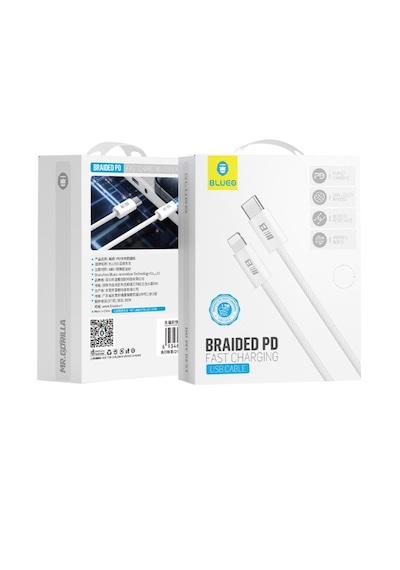 Blueo Braided PD 60 W  Lightning Ultra Hızlı Şarj Data Kablosu 1 M