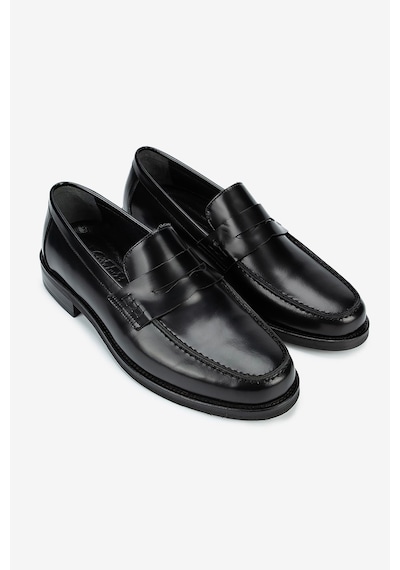 Lofer Erkek Açma Deri Jurdan Tabanlı Bantlı Klasik Loafer Siyah