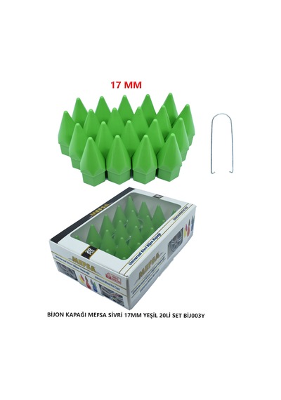 Bijon Kapağı Sivri 17 Mm Yeşil 20 Li Set