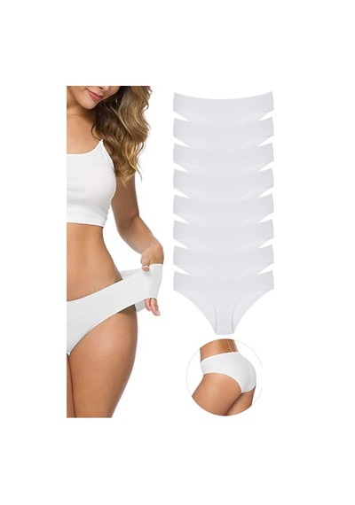 8 Adet Kadın Dikişsiz Lazer Kesim Esnek İz Yapmayan Külot Beyaz L-xl Çok Renkli