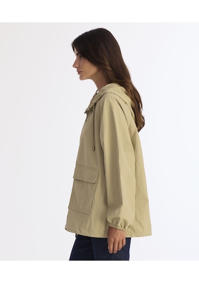 Yargıcı Loose Kapüşonlu Yaka Uzun Kol Yağmurluk 25kkym5005x 027 Bej