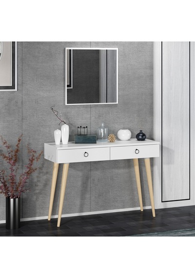 Dekorosso Arden Ahşap Ayaklı Kare Aynalı Modern Dekoratif Dresuar (497931991) Beyaz