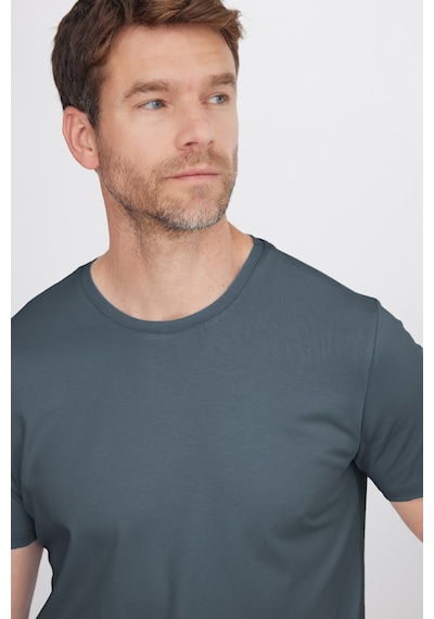 Tudors Erkek Slim Fit Dar Kesim Pamuklu Yumuşak Doku Esnek Kumaş Basic Gri Bisiklet Yaka Tişört-52097
