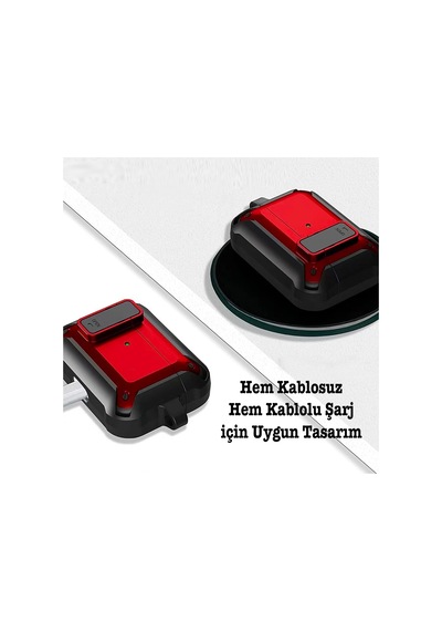 Ally Shockproof Darbe Emici Apple Uyumlu AirPods Pro Kulaklık Kılıfı Kırmızı