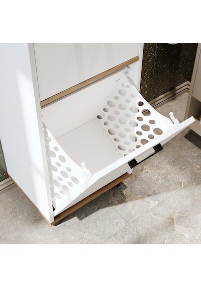 Çamaşır Sepetli Banyo Dolabı, Çok Amaçlı Dolap 45 Cm, Roomart Atlantik Çam - Beyaz Çamaşır Sepetli Banyo Dolabı, Çok Amaçlı Dolap 45 Cm, Roomart Atlantik Çam - Beyaz