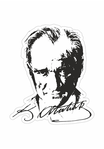 Atatürk - Mustafa Kemal Atatürk Sticker - Araba - Oto - Motosiklet Sticker 00017 10X9 Cm