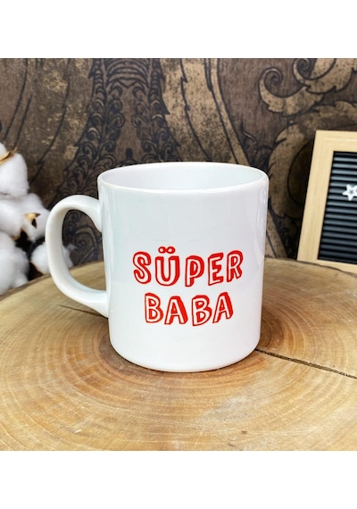 Süper Baba Tasarımlı Kupa Bardak Beyaz - Çok Renkli