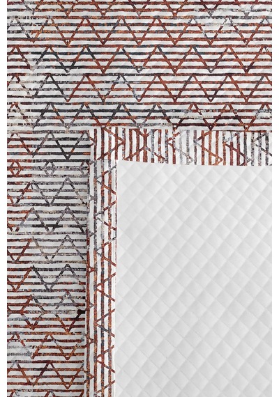 Geometrik Kiremit Genç Odası Tek Kişilik Pike Takımı - Modern Gri 160x220 Cm Kapitone Yatak Örtüsü Kışlık Dere Nüansı