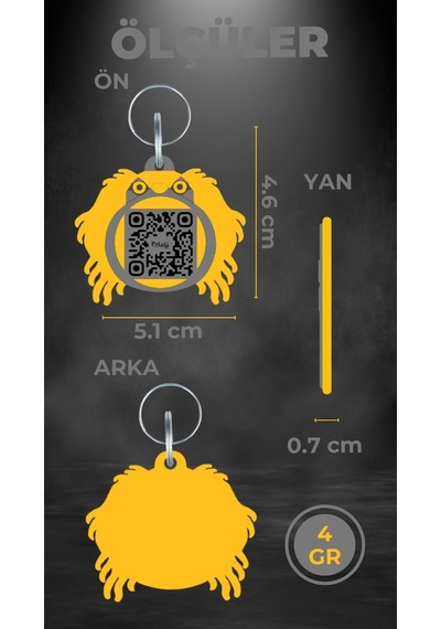 Petjoo 11.Lucy Sarı-Gri Qr'lı Köpek Künyesi